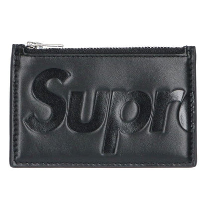 SUPREME 25AW Leather Zip Card Holder Black Card Case Size ONE SIZE