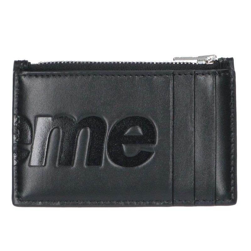 SUPREME 25AW Leather Zip Card Holder Black Card Case Size ONE SIZE