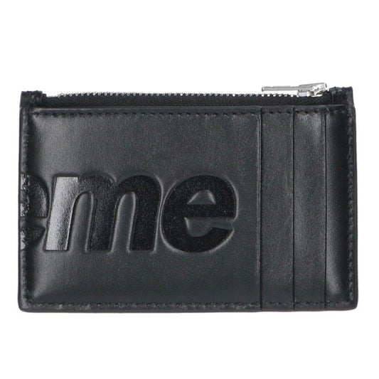 SUPREME 25AW Leather Zip Card Holder Black Card Case Size ONE SIZE