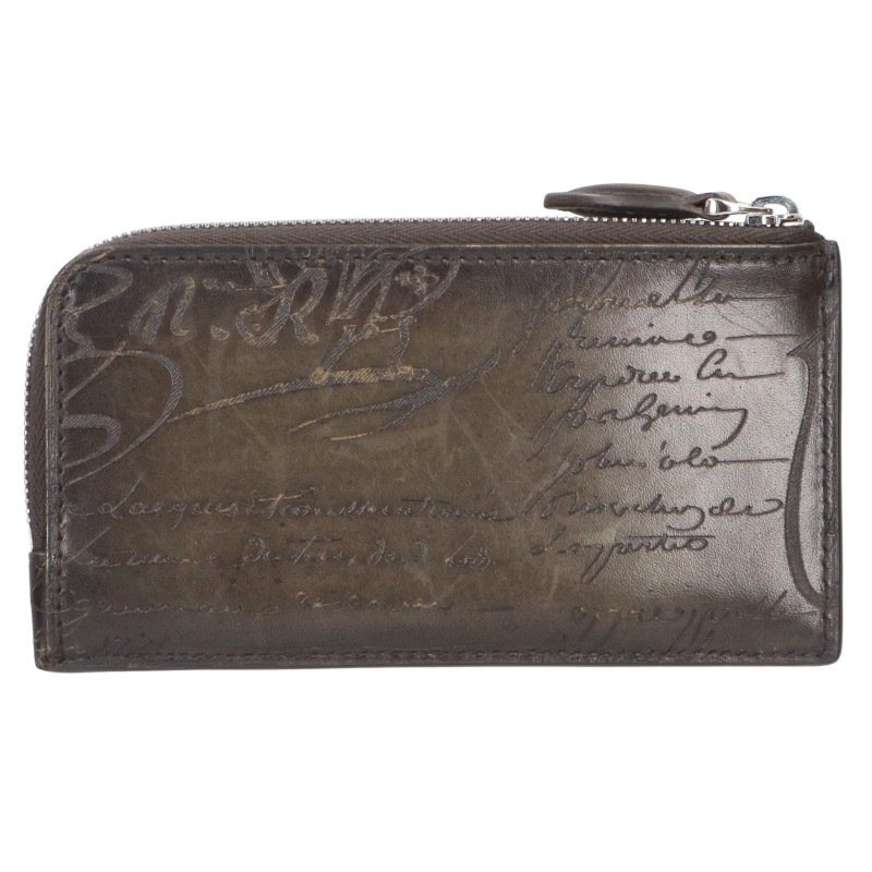 Berluti Koa Maxy Scritto L-Zip Card Case Green