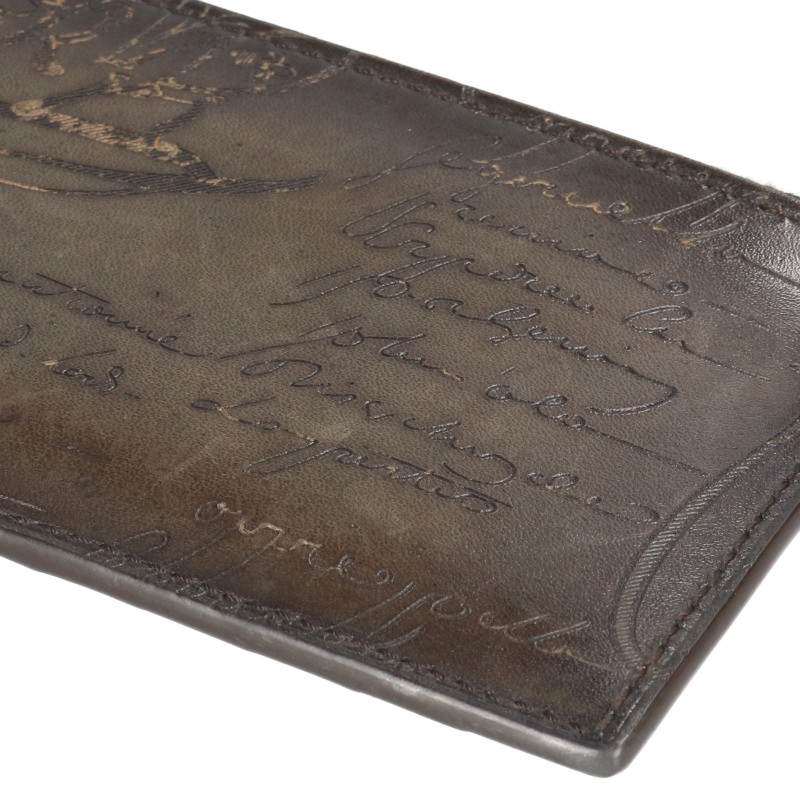 Berluti Koa Maxy Scritto L-Zip Card Case Green