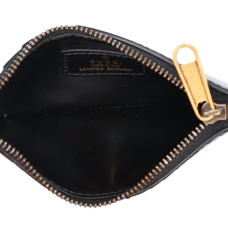 GUCCI Python Leather Card Holder Black/Gold Card Case