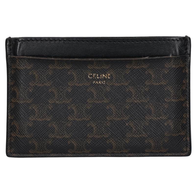 CELINE Black Triomphe Pattern Card Case