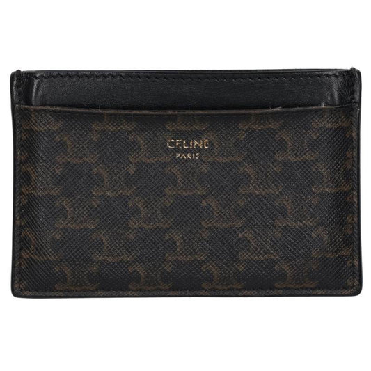CELINE Black Triomphe Pattern Card Case