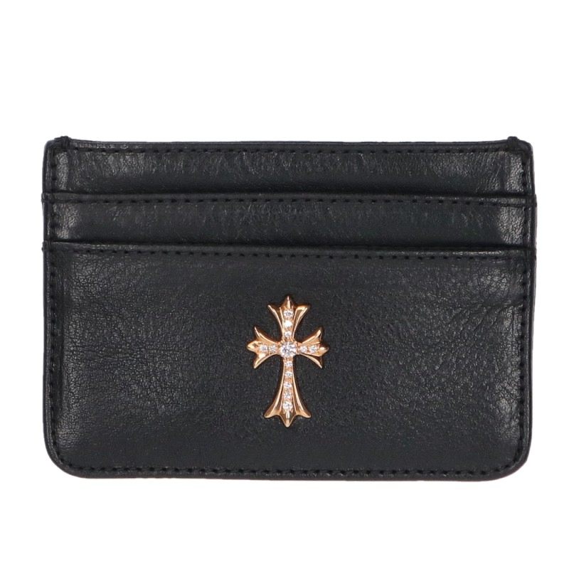 Chrome Hearts 22K Pave Diamond Tiny CH Cross Leather Wallet