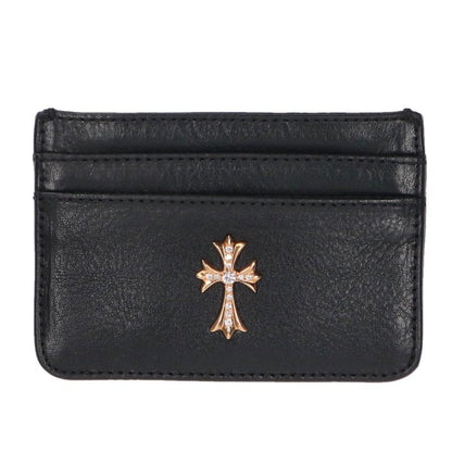Chrome Hearts 22K Pave Diamond Tiny CH Cross Leather Wallet