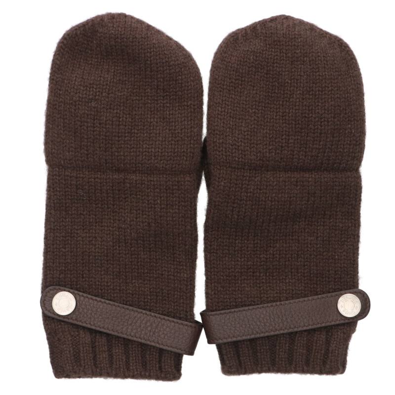 HERMES Lionel Cashmere Sellier Gloves Brown Size ONE SIZE