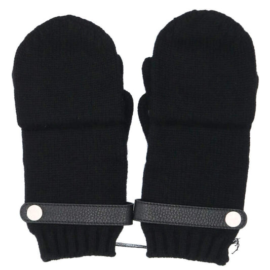 HERMES Lionel Cashmere Knit Gloves Black Size M