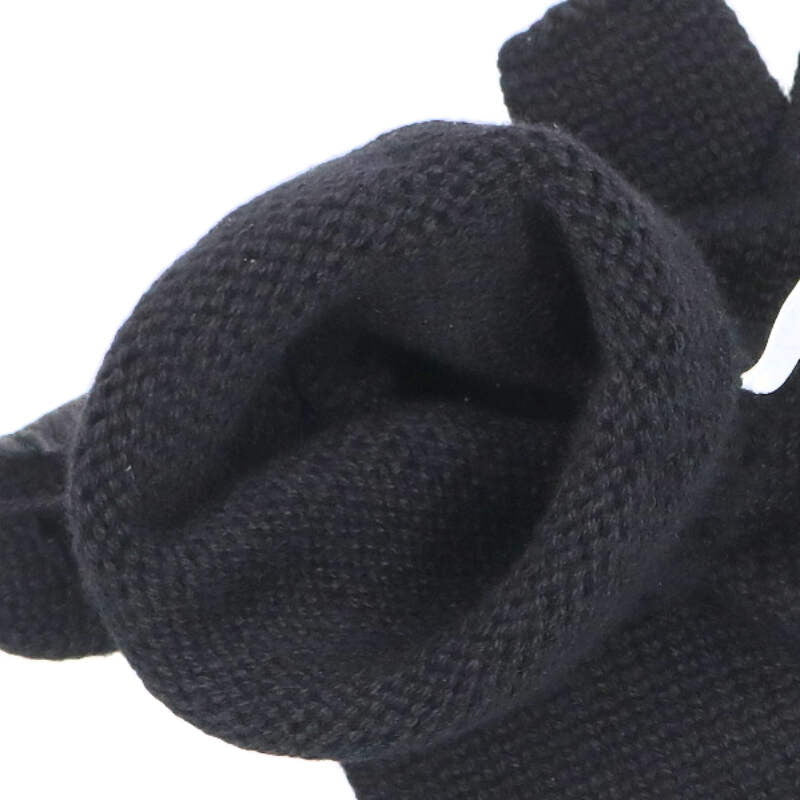 HERMES Lionel Cashmere Knit Gloves Black Size M
