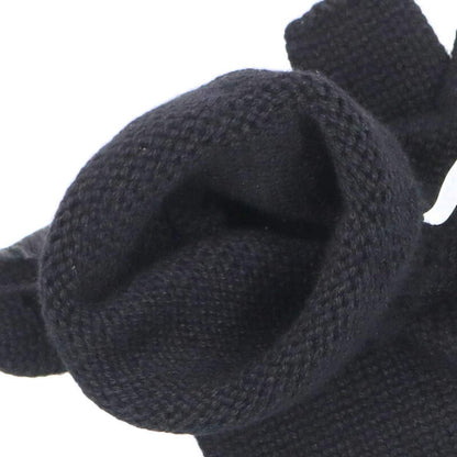 HERMES Lionel Cashmere Knit Gloves Black Size M