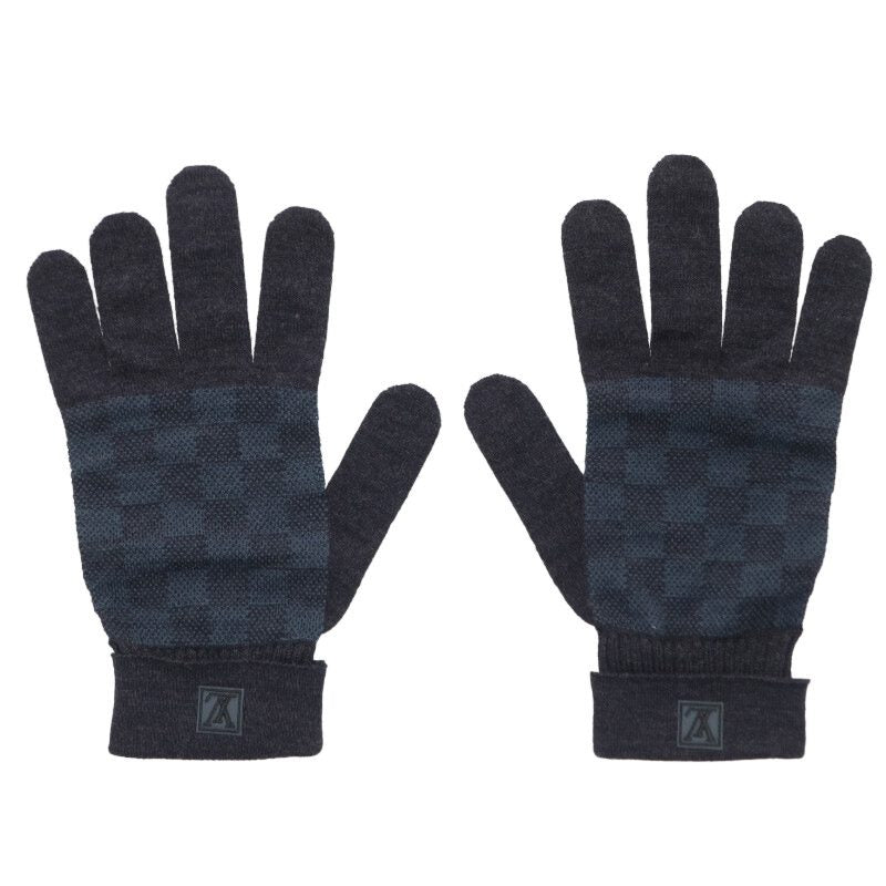 Louis Vuitton Damier wool knit gloves Gray