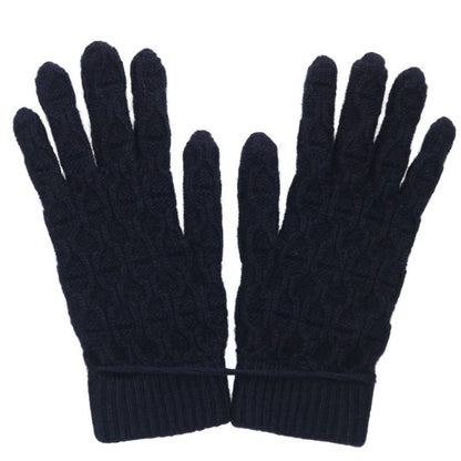 HERMES Navy H Logo Cashmere Gloves Size ONE SIZE