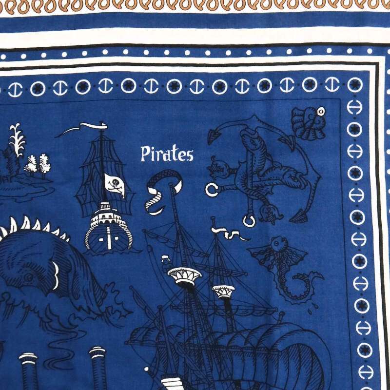 HERMES Tattoo Cashmere Silk Scarf Navy Size ONE SIZE