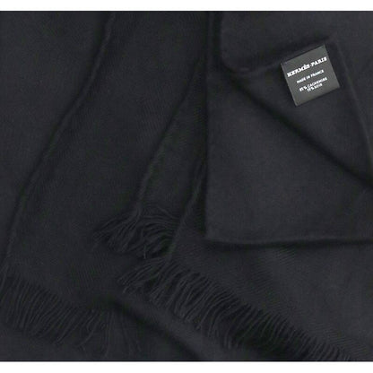 HERMES New Libris Silk Cashmere Scarf Black Size ONE SIZE