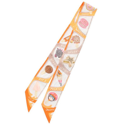 HERMES Funny Ice Cream Twilly Silk Scarf Size ONE SIZE