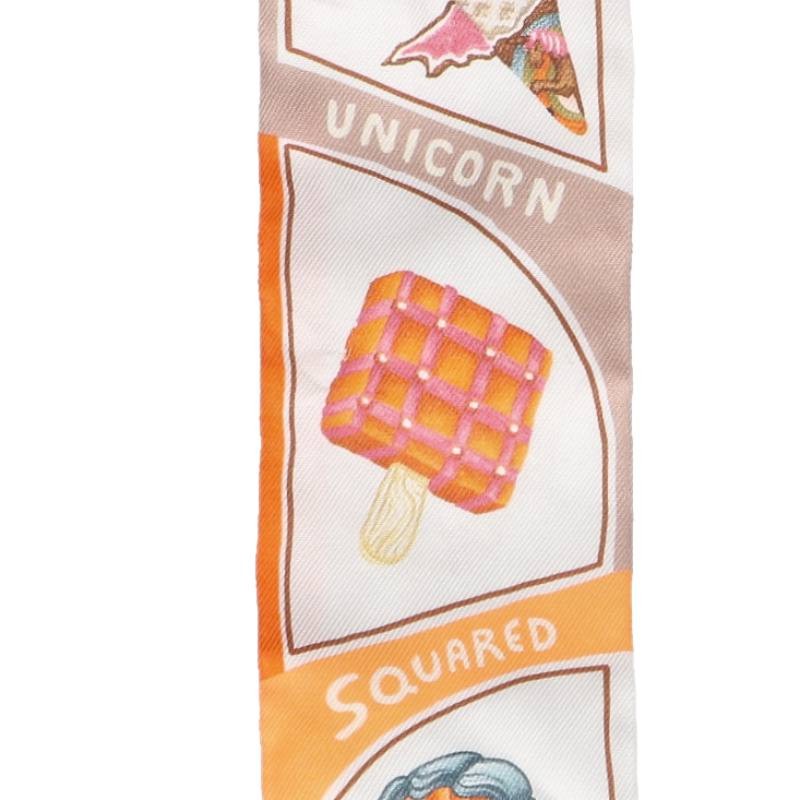 HERMES Funny Ice Cream Twilly Silk Scarf Size ONE SIZE