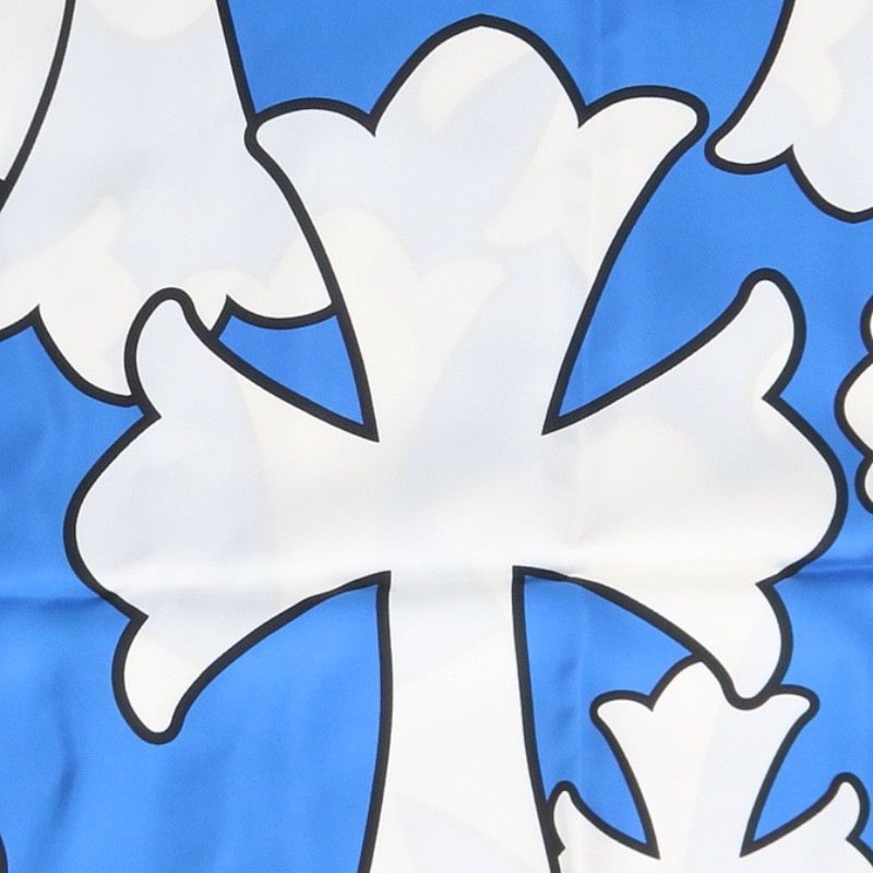 Chrome Hearts Cemetery Cross Silk Scarf Blue Size ONE SIZE
