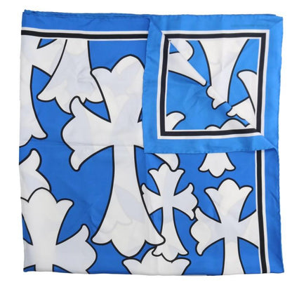 Chrome Hearts CH Plus Print Silk Scarf Blue Size ONE SIZE