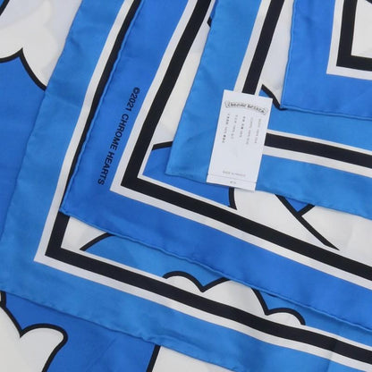 Chrome Hearts CH Plus Print Silk Scarf Blue Size ONE SIZE