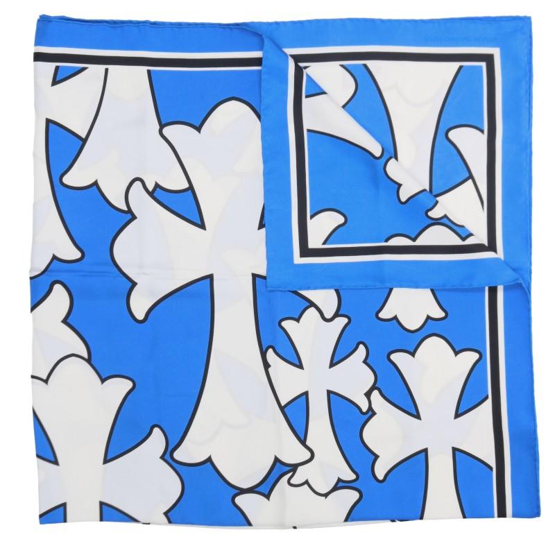 Chrome Hearts Cemetery Print Silk Blue White Scarf Size ONE SIZE