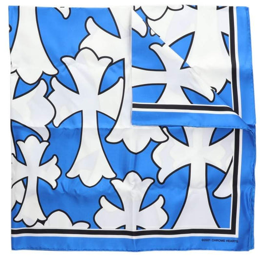 Chrome Hearts Cemetery Print Silk Blue White Scarf Size ONE SIZE