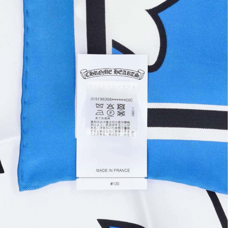 Chrome Hearts CH Cemetery Cross Silk Scarf Blue/White