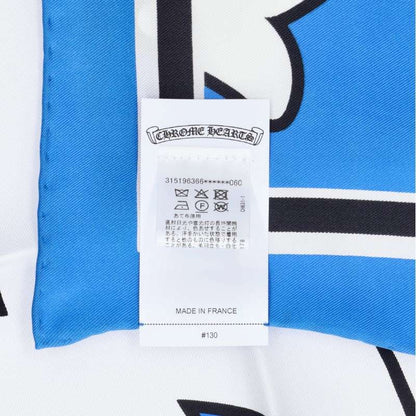 Chrome Hearts CH Cemetery Cross Silk Scarf Blue/White