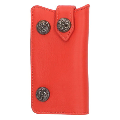 Chrome Hearts Celtic Button Leather Key Case (Red/Silver)