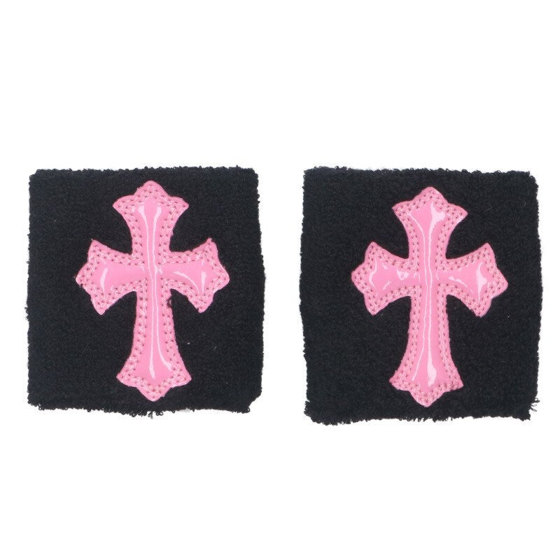 Chrome Hearts Patent cross patch wristband Black x Pink