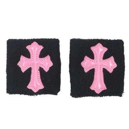 Chrome Hearts Patent cross patch wristband Black x Pink