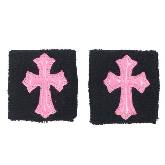 Chrome Hearts Patent cross patch wristband Black x Pink