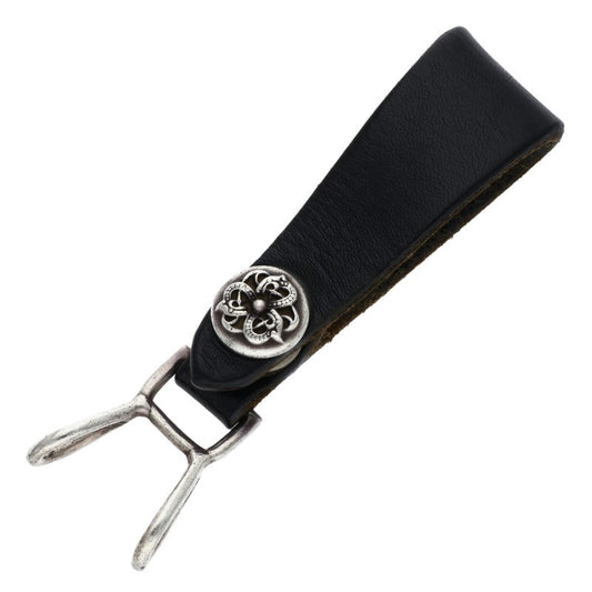 Chrome Hearts Leather Belt Loop Black x Silver