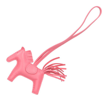 HERMES Rodeo PM Y-Stamp Leather Bag Charm Pink Size PM