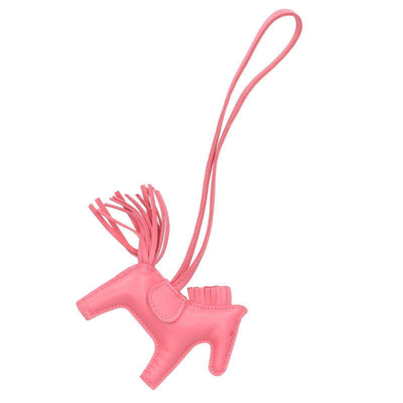 HERMES Rodeo PM Y-Stamp Leather Bag Charm Pink Size PM