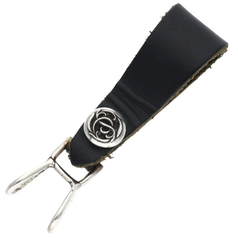 Chrome Hearts Floral Ball Leather Belt Loop Black x Silver