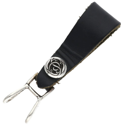 Chrome Hearts Floral Ball Leather Belt Loop Black x Silver