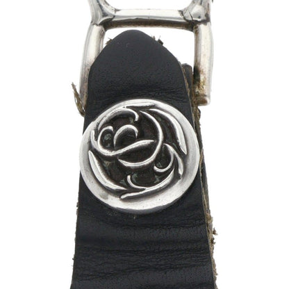 Chrome Hearts Floral Ball Leather Belt Loop Black x Silver
