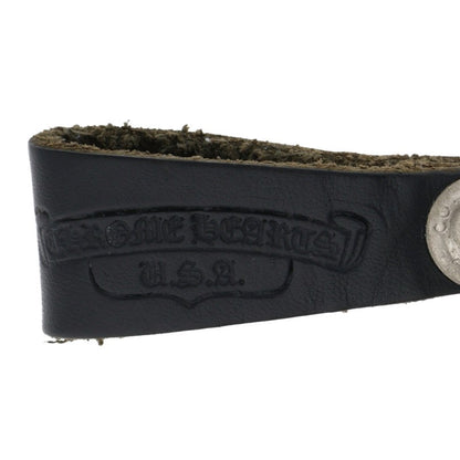 Chrome Hearts Floral Ball Leather Belt Loop Black x Silver
