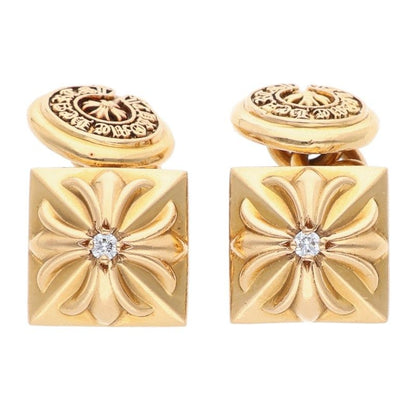 Chrome Hearts 22K CH Plus 1 Diamond Cufflinks (Yellow Gold)
