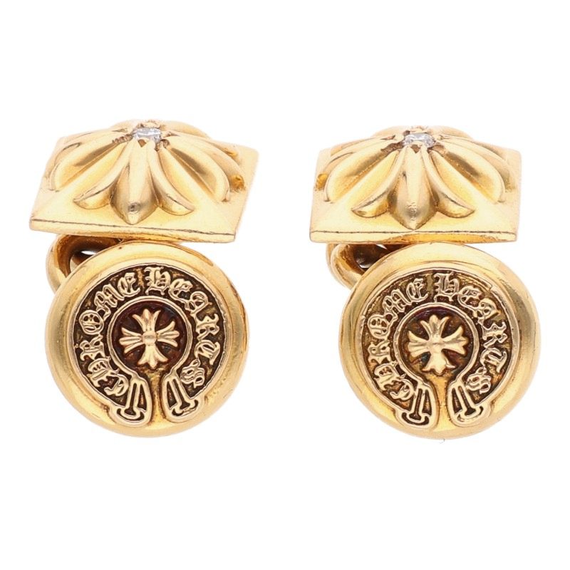 Chrome Hearts 22K CH Plus 1 Diamond Cufflinks (Yellow Gold)
