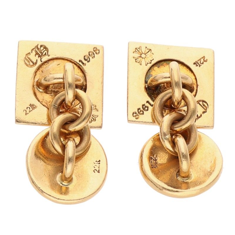 Chrome Hearts 22K CH Plus 1 Diamond Cufflinks (Yellow Gold)