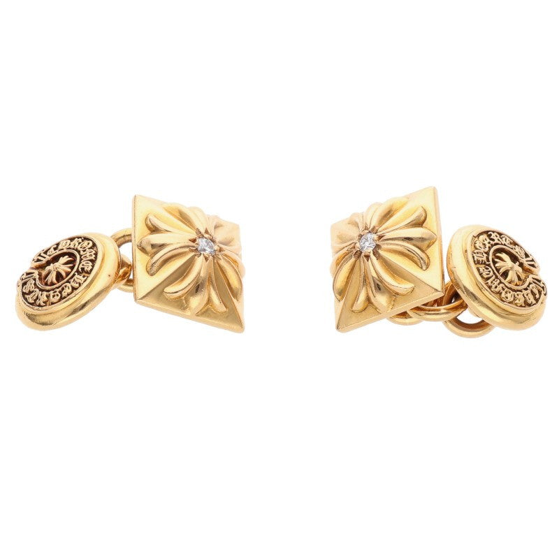 Chrome Hearts 22K CH Plus 1 Diamond Cufflinks (Yellow Gold)