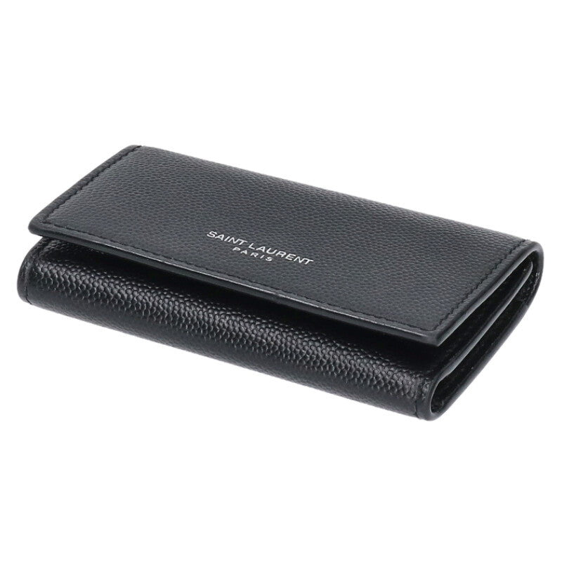Saint Laurent Paris Leather 4-key case in black One Size