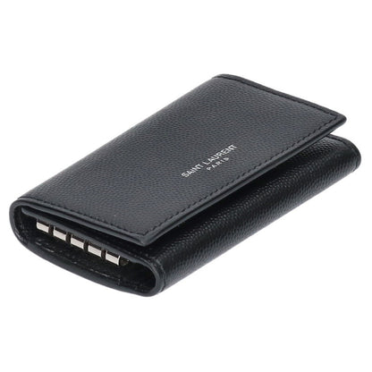 Saint Laurent Paris Leather 4-key case in black One Size