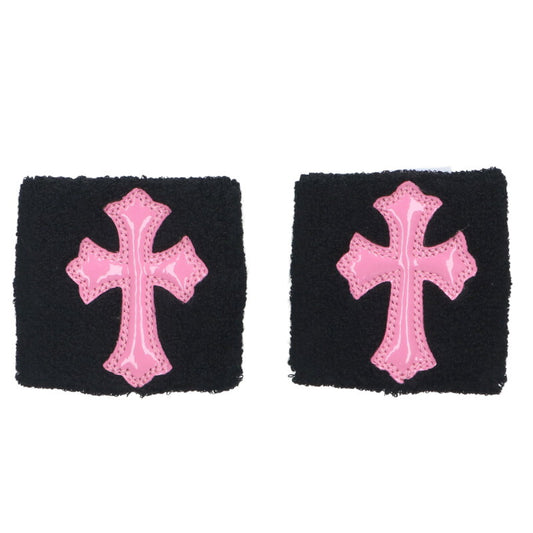 Chrome Hearts Patent Cross Patch Wristband Black x Pink