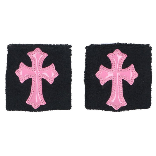 Chrome Hearts Patent Cross Patch Wristband Black x Pink