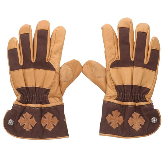 Chrome Hearts GLOBE Cross Patch Leather Gloves Size ONE SIZE