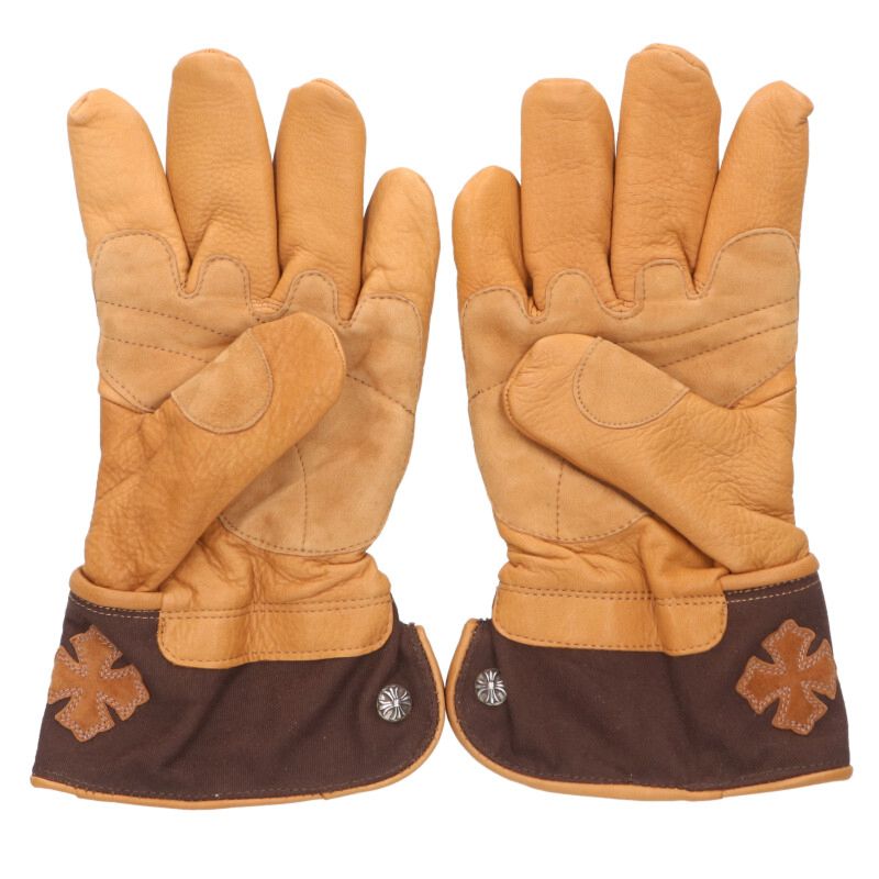 Chrome Hearts GLOBE Cross Patch Leather Gloves