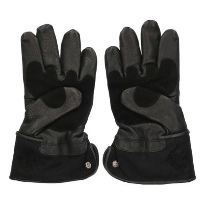Chrome Hearts GLOBE Cross Patch Leather Gloves Size Black