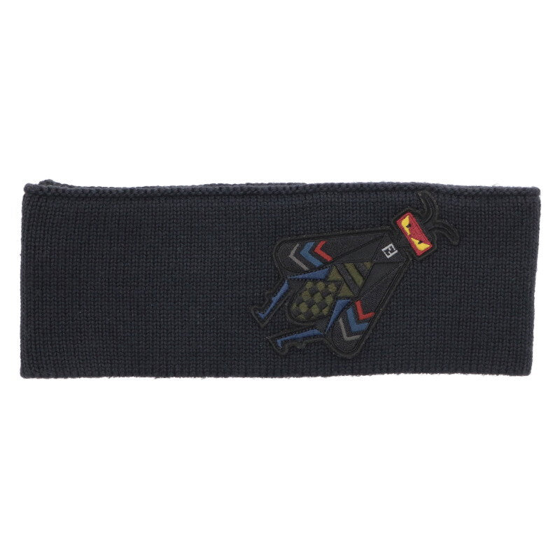 FENDI Patch Design Wool Hairband Black